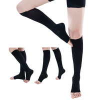 Chaussettes de compression respirantes à bout ouvert, hauteur genou, fines, tricotées, pour l'été, pour femmes et hommes, soutien gradué 15-20 mmHg, avec détail de manchette