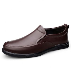 Men's Uniform Dress Oxford Loafers Derby <b>Flats</b> Low-top Slip on Cow Genuine Leather Round-toe Business Casual Breathable - Product Image 2