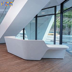 Mostrador <span class=keywords><strong>de</strong></span> Recepción para Hotel, Diseño Contemporáneo Personalizado <span class=keywords><strong>en</strong></span> Forma <span class=keywords><strong>de</strong></span> U, 2 Asientos, Superficie Sólida, Color Blanco - Product Image 5