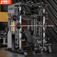Machine Smith en acier à usage commercial, très demandée, avec compteur de squats et conception à équilibrage par câble croisé