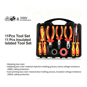 Kit d'outils isolés VDE avec pinces combinées et <span class=keywords><strong>tournevis</strong></span> CR-V, 11 pièces, ensemble d'outils à main isolés VDE 1000V - Product Image 1