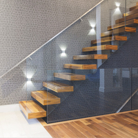 Escalier flottant à poutre invisible en chêne pour intérieur