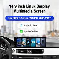 Écran central de voiture de 14,9 pouces avec système Linux, compatible CarPlay, musique Bluetooth et navigation GPS pour BMW Série 3 E90 E92 2005-2012