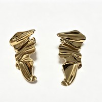 Boucles d'oreilles pendantes ondulées et froissées, abstraites, irrégulières, liquides, audacieuses, surdimensionnées, sculpturales, pour soirée