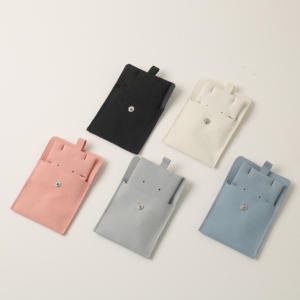 Custom Emboss Logo Travel Jewelry <b>Pouch</b> Bag Women Velvet Microfiber Snap Button <b>Pouch</b> Bag for Necklace Earring Jewelry <b>Pouch</b> - Product Image 6