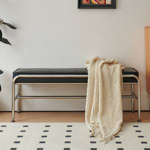 Minimalist Stainless Steel <b>Bench</b> With Brown Cushion Home Stool For Entryway Or Bedroom Use - Product Image 4