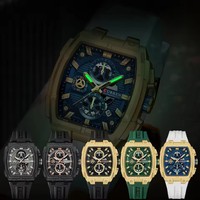 Montre chronographe sport de luxe CURREN 8488 pour homme, cadran rectangulaire de 41 mm, mouvement à quartz avec aiguilles lumineuses, date, bracelet en silicone