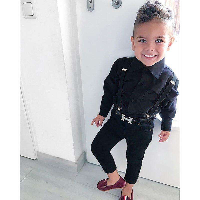 Black Pants Suspenders With Black Suit 2018 Autumn Fashion For