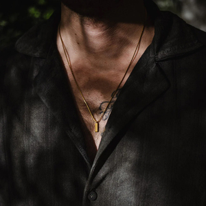 EManco Fahion - <span class=keywords><strong>Collar</strong></span> de Cadena de Acero Inoxidable con Colgante Minimalista Chapado en <span class=keywords><strong>Oro</strong></span> de 18K para <span class=keywords><strong>Hombre</strong></span> - Product Image 2