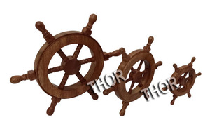 ล้อเรือไม้ขัดเงา | ดีไซน์ตกแต่งทะเลพวงมาลัยเรือไม้ชุดตกแต่งบ้าน3ชิ้น - Product Image 2