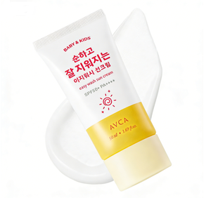 AVCA Baby <b>Kids</b> Easy <b>Wash</b> Zinc Oxide Sunscreen SPF50 Gentle <b>Face</b> & Body Water Removable UV Protection 50ml - Product Image 1