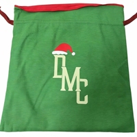Sac à cordon en toile personnalisé pour Noël, imprimé sur mesure, vert avec doublure rouge, pochette cadeau de Noël
