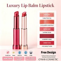 OEM ODM Vente en gros de rouge à lèvres hydratant non collant, tube doré de luxe, longue tenue, baume à lèvres minéral léger, marque privée