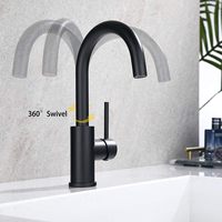 Robinet de cuisine moderne élégant noir mat à un trou, robinet en céramique à jet rétractable à haute voûte avec poignée unique et monté sur le pont