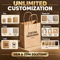 Mini sac en papier kraft personnalisé en gros d'usine avec poignée Logo imprimé personnalisé pour les achats de vêtements Emballage personnalisé