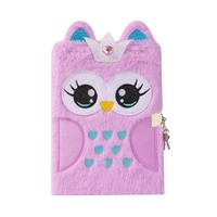 Lindo Animal Owen Face Plush Secret Diary con o sin cerradura y bolígrafo Fuzzy School Notebook Journal para niñas