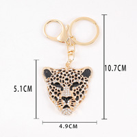 Porte-clés léopard tête de guépard porte-clés strass porte-clés bling cristal porte-clés sac pendentif décor porte-clés breloque