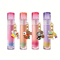 Bracelet porte-clés végétalien avec gloss à lèvres teinté glamour en cristal minéral, logo personnalisé, huile à lèvres hydratante hautement pigmentée