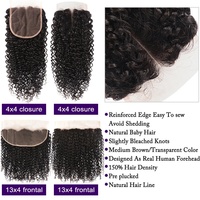 Paket Rambut Bundel Grosir dengan Closure 4*4, Rambut Keriting Alami Warna Natural, Paket Rambut Bundel Brasil Murah untuk Wanita Kulit Hitam