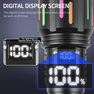 Lampe torche LED transfrontalière 1890 haute puissance rechargeable étanche avec zoom, source de lumière blanche pour l'extérieur - Product Image 4