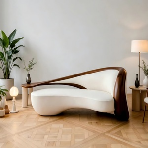 Sofá Individual de Madera Maciza, Diseño de Nicho, Moderno, Minimalista, Beige, de Alta Gama, Confort Premium, Hecho a Medida - Product Image 4