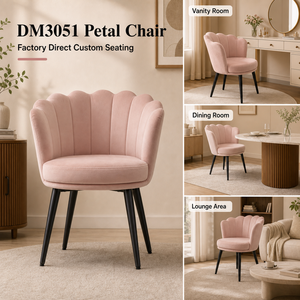 DM OEM ODM Velvet Accent <strong>Chair</strong> With Petal Back Thick Cushion and Custom Colors for Salon Hotel Leisure Spaces - Product Image 5