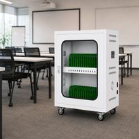 Armoire de recharge pour tablettes et téléphones à 30 emplacements avec compartiments de rangement pour téléphones portables et porte verrouillable pour le stockage d'appareils scolaires et de bureau