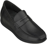Mocassins en cuir noir pour hommes, bout rond, semelle intermédiaire EVA amortie, semelle extérieure en caoutchouc, chaussures habillées de bureau, couleur unie, toutes saisons
