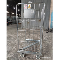 Conteneur à roulettes robuste à 4 côtés, revêtu de peinture en poudre, pliable, en treillis métallique, avec roues, pour la logistique d'entrepôt