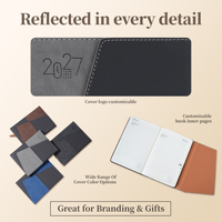 Carnet Calendrier A5 Moderne 2027 avec Emplacement Stylo Intégré, en Cuir PU Texturé Multicolore – Idéal pour le Bureau, l'Écriture, Cadeau d'Affaires