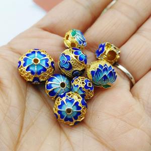 אמייל כחול שטוח חרוז חרוז שרשרת אביזרי צבע שימור נחושת זהב מצופה loose חרוז תכשיטי חומר - Product Image 3