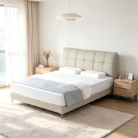 Lit en fer rembourré en cuir noir moderne, confortable et abordable, avec rangement, taille King/Queen, cadre en bois assemblé, chambre à coucher V638, garantie 1 an