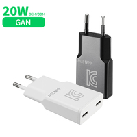 Nuevo Cargador GaN PD de 20W con Doble USB-C, Certificado KC KCC, Enchufe Coreano, con Logotipo Personalizado para Laptop y Celular