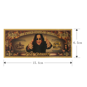 Carte commémorative Ozzy Osbourne, billet de banque en plastique plaqué or, objet de collection - Product Image 2