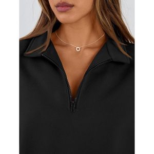 <b>Women's</b> Oversized Half <b>Zip</b> Fleece Sweatshirt Drop Shoulder Pullover Cozy Fall Winter Wear - Product Image 5