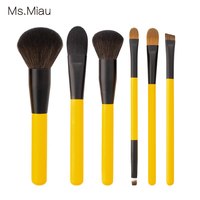 Belleza Luxury Highend Custom Ensemble de 6 pinceaux de maquillage Little Yellow Duck, manche en bouleau, PBT allemand super doux, outils pour le visage et le correcteur