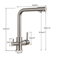 Robinet de cuisine moderne évier 3 voies eau potable noir 1 poignée filtre purificateur robinets de cuisine