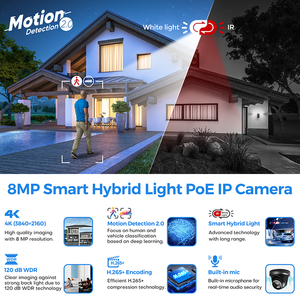 Hitosino Zwart Oem 5mp 8mp Torentje Bewegingsdetectie Smart Dual Light Netwerk 4K Poe <span class=keywords><strong>Ip</strong></span> <span class=keywords><strong>Camera</strong></span> - Product Image 4
