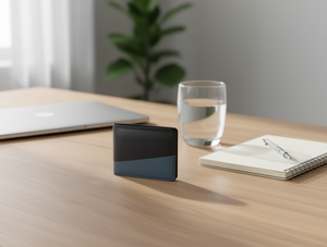 Portafoglio da Uomo in Vera Pelle, Chiusura Corta Pieghevole, Stile Minimalista, Ideale come Regalo MHT-180317 - Product Image 2