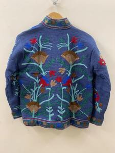 Bleu TNT Tissu Suzani Broderie À La Main Veste Indien Coton Broderie Veste À La Main Floral Court Manteau Suzani Robe - Product Image 2