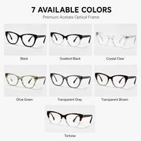 Gafas Ópticas de Acetato Premium con Montura de Ojo de Gato, Degradado Negro Transparente, Aro Completo, Patillas Anchas, Lentes Graduadas para Mujer
