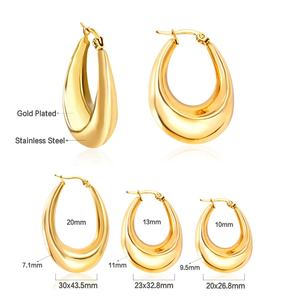Nuevos Aretes de Aro Geométricos Gruesos de Acero Inoxidable con Baño de Oro PVD de 18K de Alta Calidad para Mujer - Product Image 2