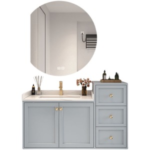 Latest Wholesale Lacquer MDF <b>Bathroom</b> <b>Vanity</b> with Sink Waterproof Cabinet Set with Smart Mirror for Hospital Use - Product Image 2