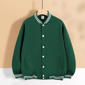 Baseball Jacket Women Black Red Trim Solid Color Polyester Autumn Winter Outerwear Leisure Wear - Product Image 3