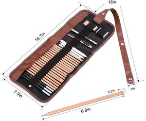 Ensemble professionnel de 29 pièces de crayon à charbon de tilleul, dureté HB, haute qualité, croquis hexagonal lisse, dessin, sac en toile - Product Image 4