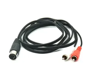 0.5M/1.5M 5 Pin Din Male to 2 RCA Male Audio Video Adapter Cable Wire Cord Connector for DVD Player