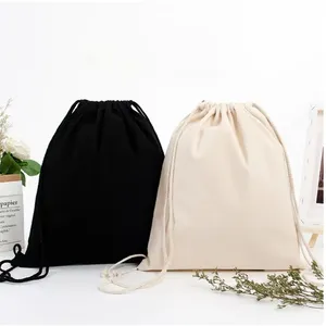 ถุงผ้าแคนวาสแบบมีเชือกผูก พร้อมลายตัวอักษร สำหรับโฆษณาส่วนบุคคล - Product Image 1