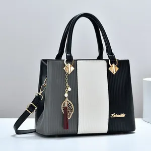 Sac messager rétro en cuir PU pour femme, léger, pliable, résistant à l'eau, fermeture éclair, polyester, deux sangles, sac à main - Product Image 2