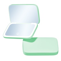 Miroir de maquillage portable multifonctionnel à LED, double face 5x/1x, pliable, finition argentée, option de logo personnalisé