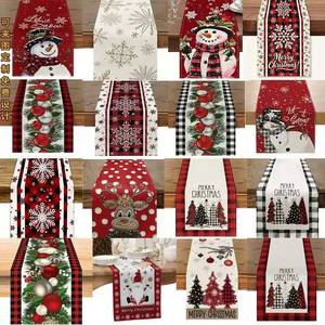 Chemin de table de Noël - Bonhomme de neige, renne, gnome - Festival d'hiver - Lin écologique - 33x183cm - Product Image 6